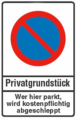 Parkplatzschild Privatgrundstück 25 x 40cm aus Kunststoff (abges