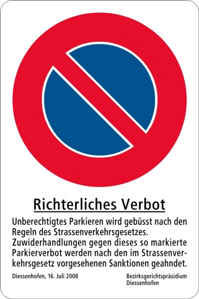 Muster Schild Richterliches Verbot 70x50cm